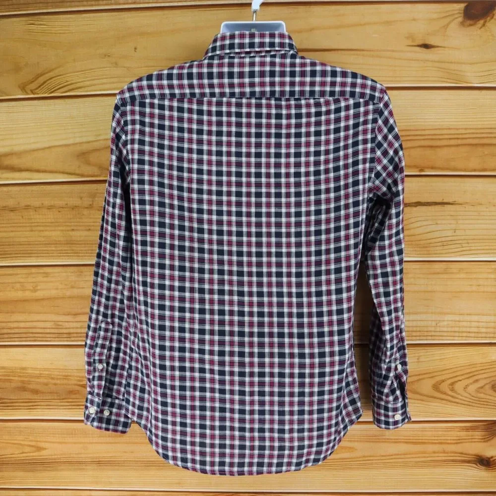 Banana Republic Button Up Shirt Mens S Multicolor Plaid 100% Cotton Standard Fit